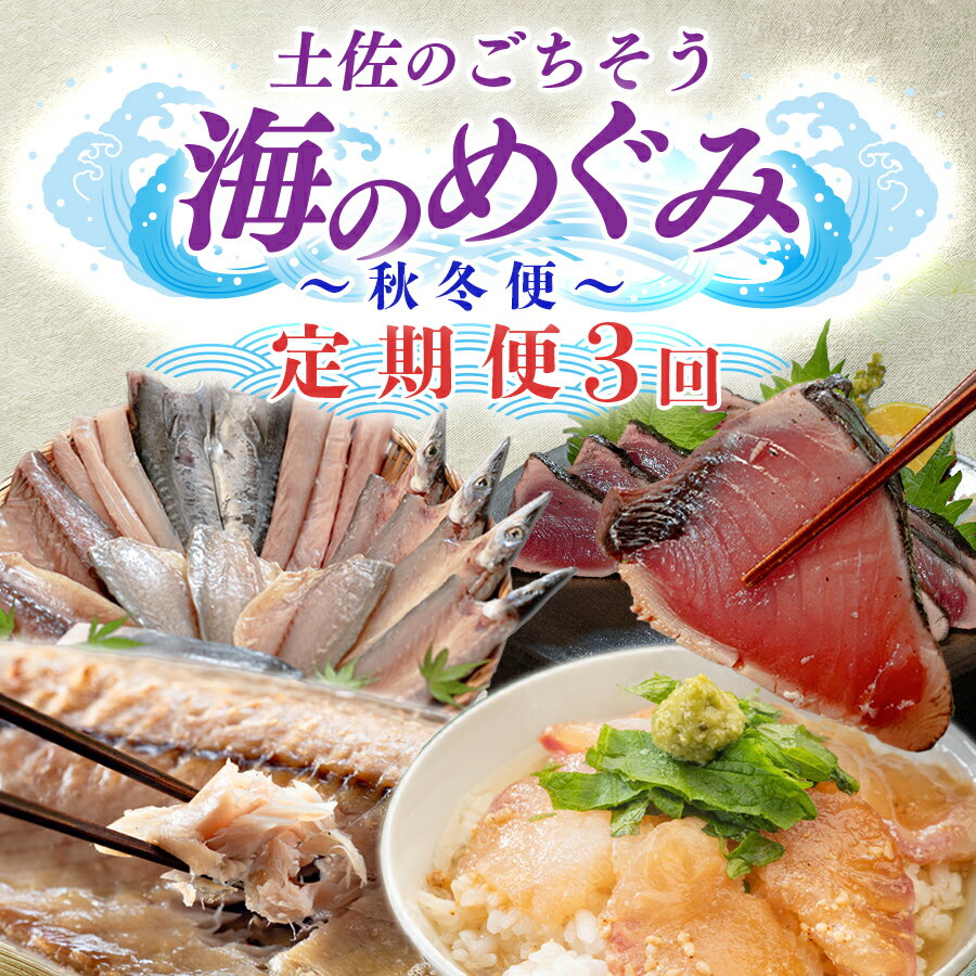 【ふるさと納税】【定期便 3回】土佐のごちそう 海のめぐみ 海鮮 秋冬便 新鮮 藁焼き かつお カツオ タタキ 一夜干し 干物 真鯛 漬け丼｜海鮮 魚介 海の幸 産地直送 旬 贈答用 おつまみ おかず ご褒美 送料無料 配送日指定可 おすすめ 人気 秋 冬 ギフト