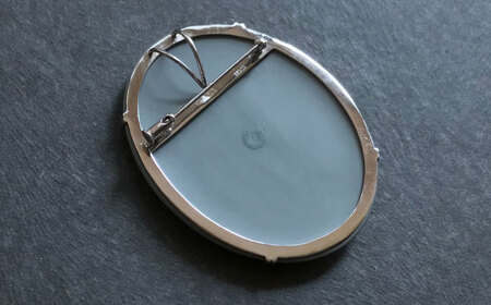 【GRAND CAMEO】　ミレー「晩鐘」 ブローチ＆ペンダントトップ 特大 / アクセサリー 装飾品 ブローチ ペンダント カメオ アンティーク レトロ / 瀬戸市 / 陶華[BBCD008]