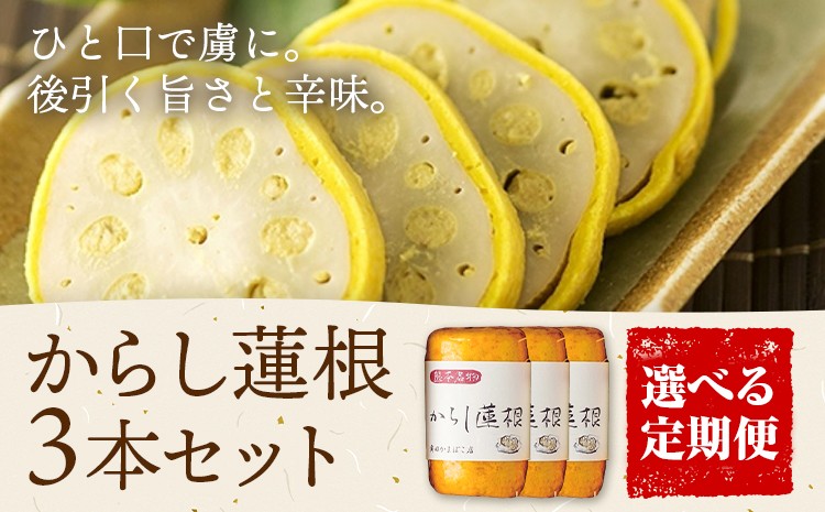 
            からし蓮根 セット 約280g×3本 辛子蓮根 カラシ 廣田蒲鉾店 定期便 も選べる《30日以内に出荷予定(土日祝除く)》揚げたて レンコン 郷土料理 熊本県 菊池市 おつまみ 惣菜 冷蔵 送料無料
          