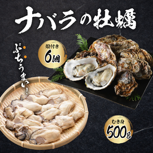 【2024年12月中旬発送】ナバラ水産 生牡蠣  殻付き【6個】むき身【500g】セット