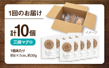 【全6回定期便】ペットフード 三崎マグロ 100%ハンバーグ 10個セット ペット 犬 猫 手作り 国産 てづくり こだわり まぐろ ドッグフード  ドッグフード ペットフード 横須賀 【ペットフード