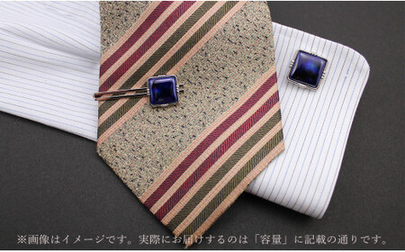 二宮閑山 有田焼カフスボタン るりブルー bx015