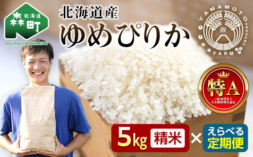 
            【先行予約】 【定期便】 つむぎ米 5kg【北海道産ゆめぴりか】令和6年産 （令和6年10月上旬以降順次発送） 発送回数が選べる《山本農園》 森町 こめ お米 米 白米 ゆめぴりか 北海道米 北海道産 北海道 mr1-0623
          