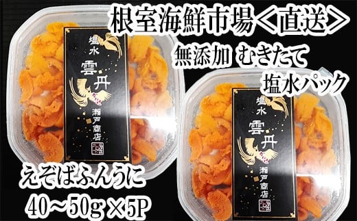 C-28052 根室海鮮市場＜直送＞無添加むきたてエゾバフンウニ(赤系)塩水パック40～50g×5P[2026年1月中旬以降発送]