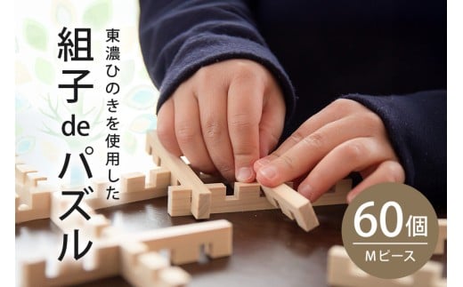 【Let's 木育！】組子deパズル　Ｍ60ピース (95)