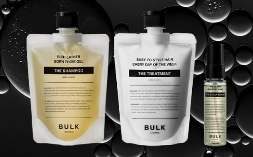 035-006　【BULK HOMME　バルクオム】HAIR CARE 3STEPセット(THE SHANPOO、THE TREATMENT、THE SCALP SERUM) シャンプー トリートメント スカルプ 頭皮用美容液 バルクオム
