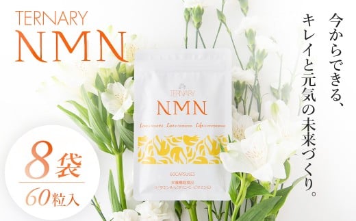 ターナリ―NMN（60粒入パウチ）×8袋　【エイジングケア 高純度 健康維持 毎日習慣 国内工場 緑黄色野菜 ビタミンA ビタミンC ビタミンE NAD 美容 健康 カプセル 静岡 伊豆　RNA NMN nmn サプリ サプリメント 国内製造 高純度 耐酸性 カプセル タブレット 健康 サーチュイン】