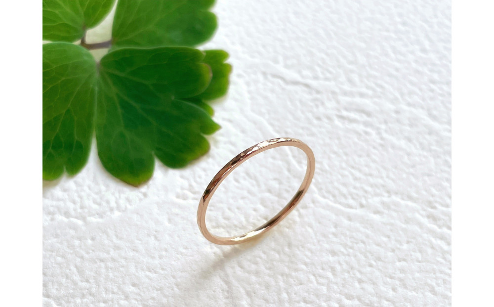 K18ピンクゴールド 丸つち目 細リング（ハンドメイド）【サイズ：10号】 232238_WW125VC04