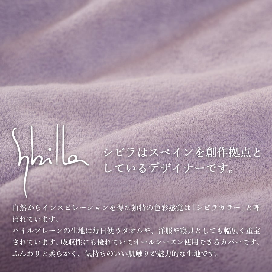 Sybilla(シビラ)刺繍入りパイルプレーン　枕カバー2枚セット　ミスト