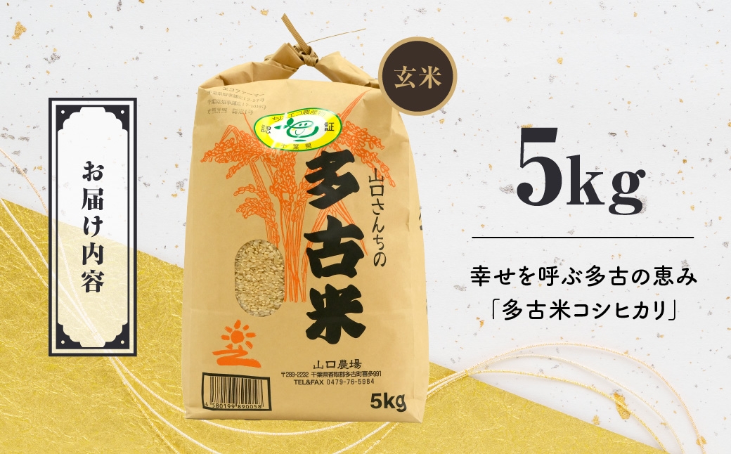 山口さんちの【令和7年産】多古米コシヒカリ(玄米)5kg【配送不可地域：離島・沖縄県】 TAKF045