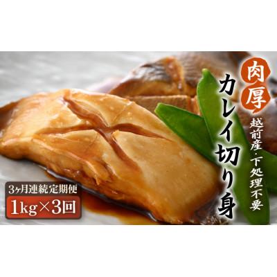 ふるさと納税 越前町 【毎月定期便】【越前海岸・美味直送シリーズ】肉厚!越前産カレイ切り身　1kg入全3回