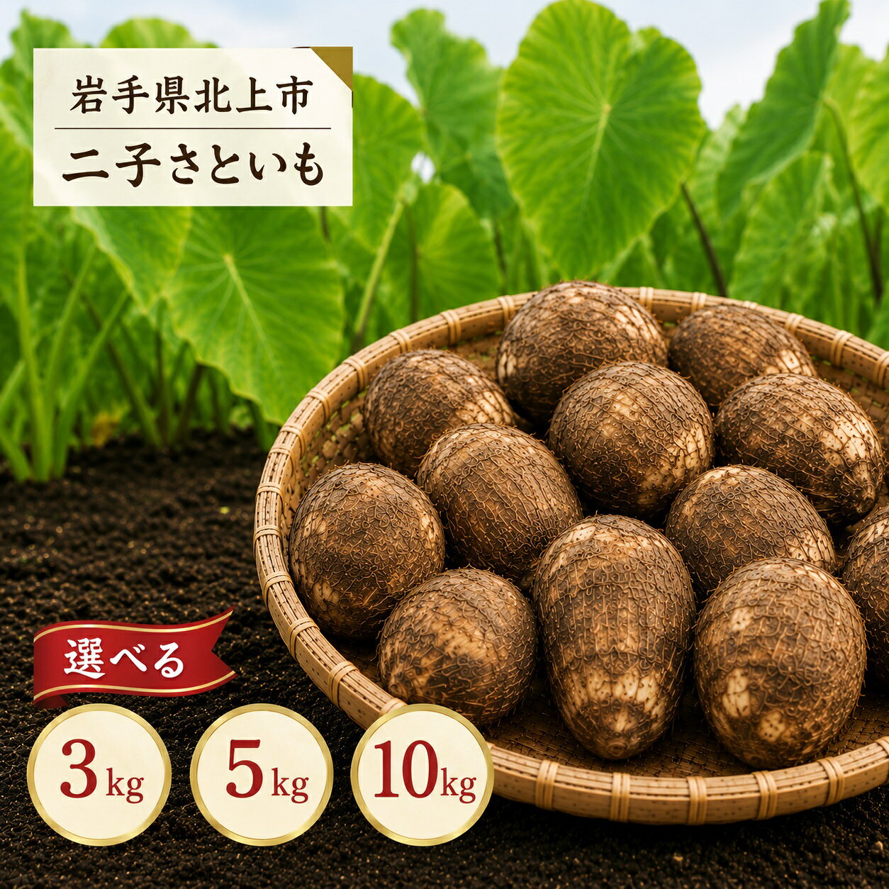 【ふるさと納税】さといも 3kg 5kg 10kg 選べる 北上市二子産 秋の味覚 二子 贈り物 里芋 芋の子 特産品 産地直送 贈り物 贈答 岩手県 北上市 D0287