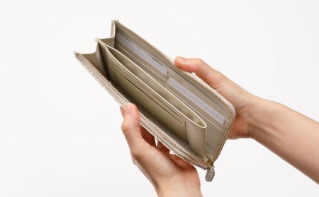【浅草文庫】L字長財布 麻の葉柄(カラー：金)