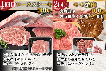 ＜6か月定期便 宮崎牛 焼肉・ステーキ 食べ比べコース＞2か月以内に第１回目発送【 牛 肉 牛肉 牛定期便 肉定期便 牛肉定期便 ６回定期便 ６か月定期便 食べ比べ定期便 ミヤチク定期便 宮崎牛定期便