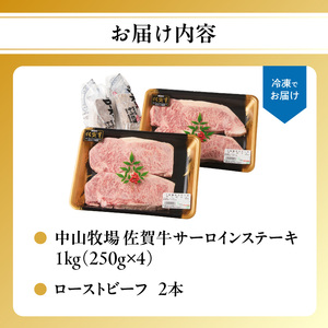 【最速配送】佐賀牛サーロインステーキ 1kg + ローストビーフ 2本｜ステーキ ステーキ ステーキ ステーキ ステーキ【C084】