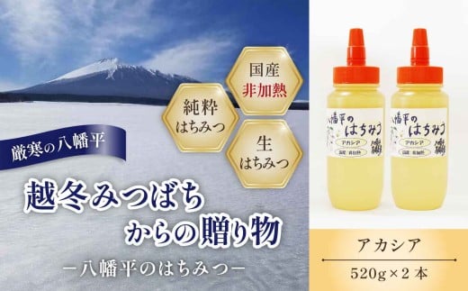 【八幡平産】 アカシア 蜂蜜 非加熱 520g×2本 ／ はちみつ ハチミツ ハニー あかしあ アカシヤ あかしや 国内産 八幡平市産 紅茶 コーヒー ホットミルク ヨーグルト ホットケーキ アイス パン トースト プレゼント 贈り物 家庭用 自宅用 東北 人気 おすすめ オススメ 【高橋養蜂】