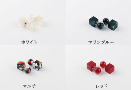 ＜KISSO＞Reversible pierced レッド 母の日 ギフト