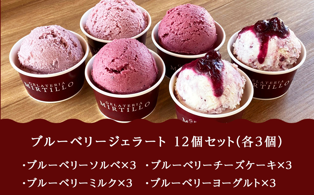【 定期便 ・隔月3回】ブルーベリー ジェラート 【12個セット】 ミルティーロ アイス アイスクリーム お菓子 菓子 食べ比べ ギフト 千歳 北海道