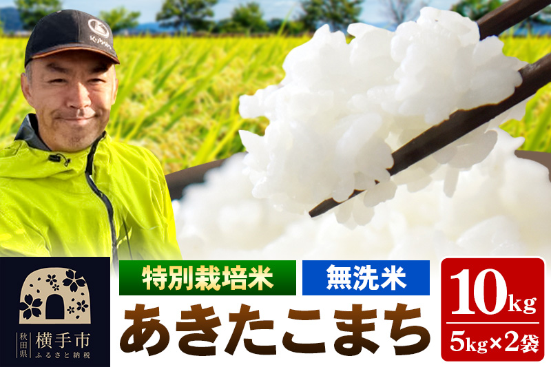 秋田県 横手市 【無洗米】令和6年産 特別栽培米 あきたこまち 10kg（5kg×2袋）