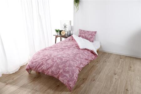 三河産　綿100％　120本ガーゼ毛布カバー_ペイズリーピンク【G0578】