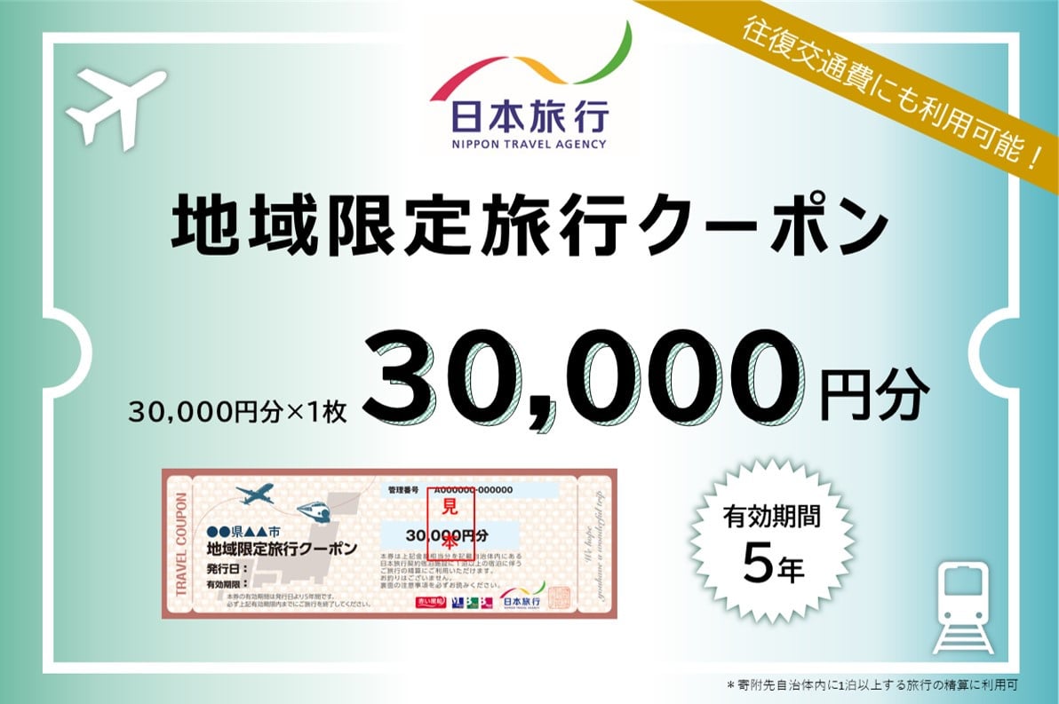 
            沖縄県石垣市　地域限定旅行クーポン30,000円分 【 日本旅行 トラベルクーポン 納税チケット 旅行 宿泊券 ホテル 観光 旅行 旅行券 交通費 体験 宿泊 夏休み 冬休み 家族旅行 ひとり旅 カップル 夫婦 親子 石垣島旅行 】 NR-1
          