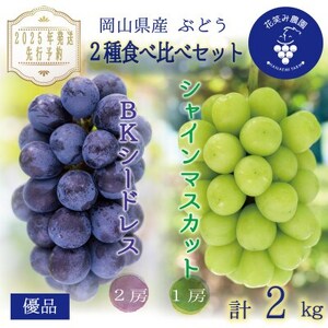 岡山　花笑み農園の『シャインマスカット＆BKシードレス』2kg　BS-2優【9月下旬～順次発送】【配送不可地域：離島】【1593507】