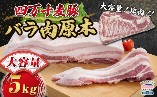【期間限定】四万十麦豚バラ肉原木約5kg／Ahc-A25 肉 豚肉 ブランド豚肉 原木肉 ブロック肉 バラ 四万十町 冷凍 麦豚 とんかつ バーベキュー チャーシュー