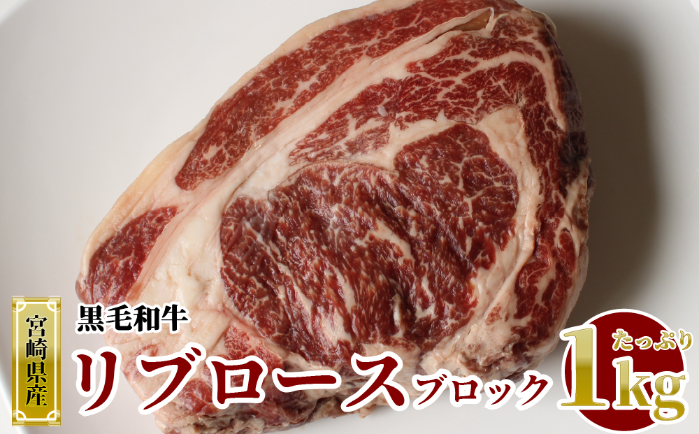 宮崎県産 黒毛 和牛 リブロース ブロック 1kg [SHINGAKI 宮崎県 美郷町 31ag0077] 牛肉 ステーキ 焼肉 冷凍 真空 九州産 送料無料 BBQ バーベキュー キャンプ