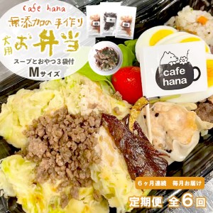 【定期便】6回発送 cafe hana わんこのお弁当セット Ｍサイズ スープ おやつ３袋 （大型犬） セット 愛犬への贈り物 ご飯 ドッグフード ペットフード 手作り 愛犬 dog 犬用