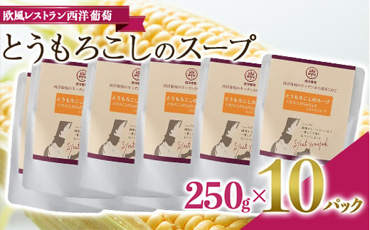 とうもろこしのスープ (250g×計10袋) 《令和7年1月中旬～発送》 『欧風レストラン 西洋葡萄』 山形県 南陽市 [2005]