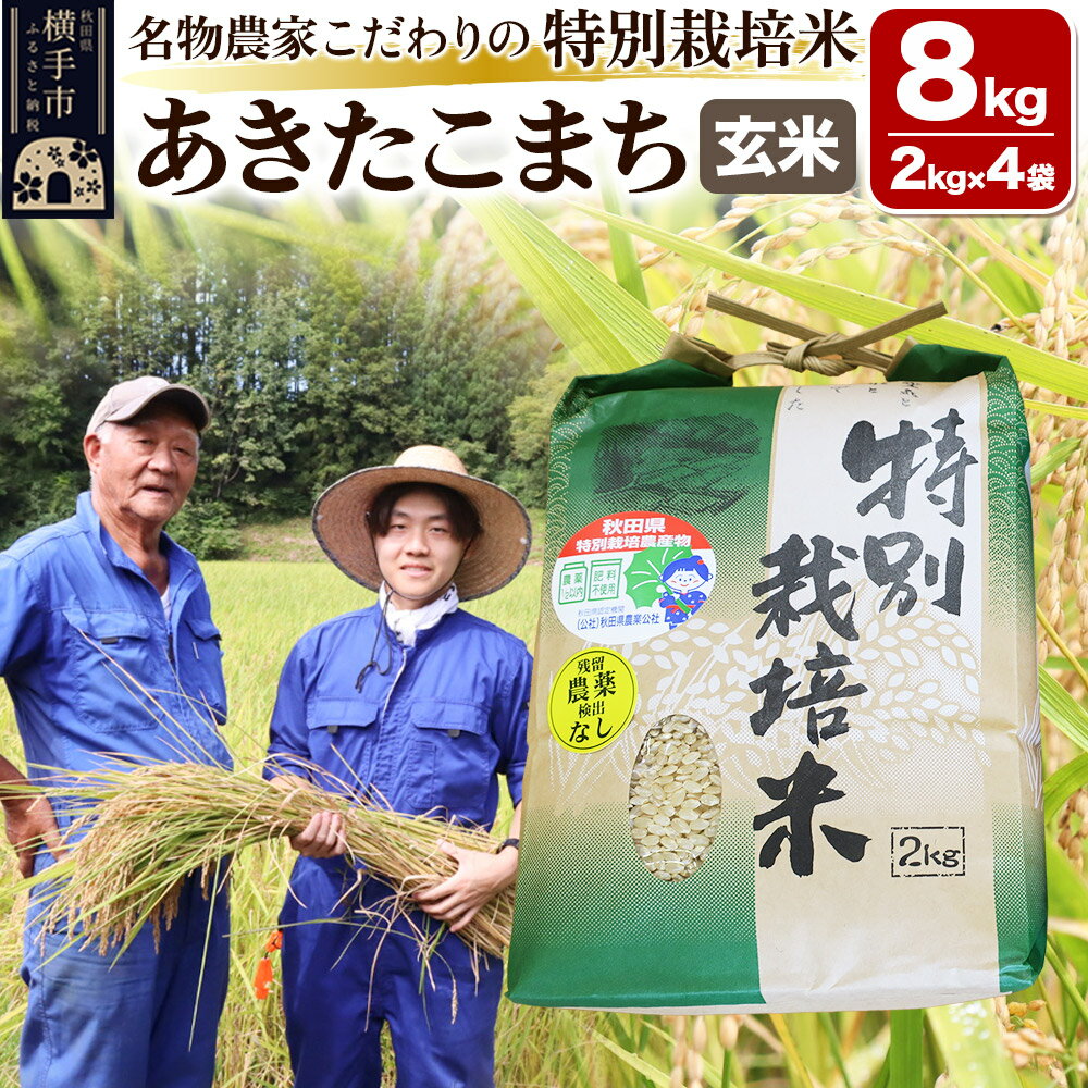 【ふるさと納税】【玄米】【令和6年産】名物農家こだわりの特別栽培米 あきたこまち 8kg（2kg×4袋）