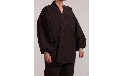 061-6　【紺（細縞）・Mサイズ】新素材の中わた「ウォーマル」で暖かい　遠赤外線キルト作務衣