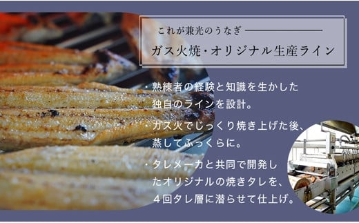 うなぎ蒲焼きを知り尽くした熟練者が、今までの経験をフルに生かして独自のラインを設計。ガス火でじっくり焼き上げます。