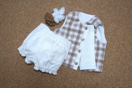 白綿・茶綿リバーシブルベスト カボチャパンツ 綿畑からそのまま 乳児用（男女共用）