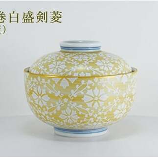 高級料亭の雰囲気をご家庭でも★蓋付茶碗 錦金巻白盛剣菱 有田焼 幸楽窯 A25-409