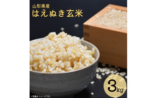 令和8年産 はえぬき 玄米 3kg（3kg×1袋）2026年産 山形県産 【2026年9月下旬頃から順次発送予定】　010-C-CS021