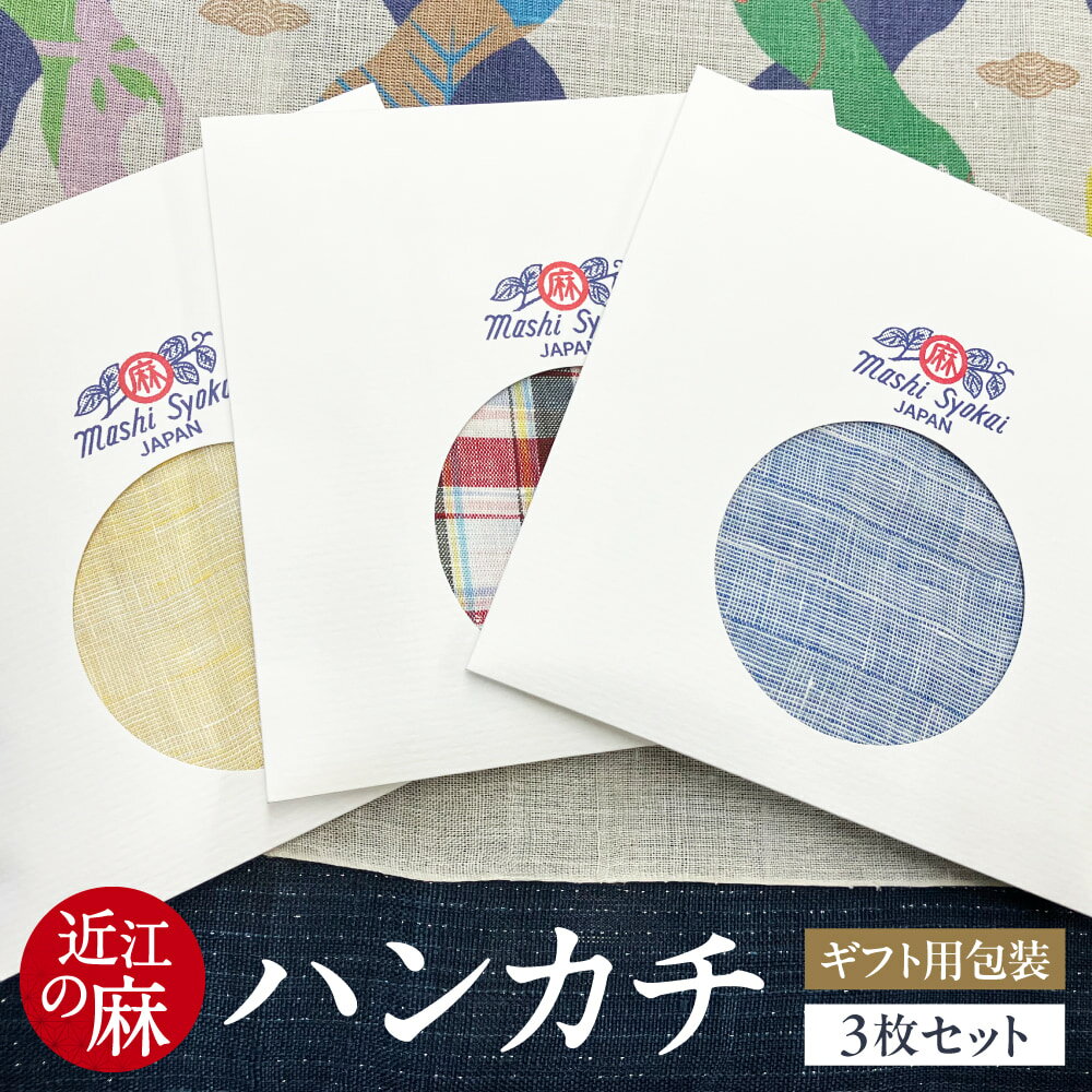【ふるさと納税】近江の麻ハンカチ3枚セット 麻絲商会 滋賀県 東近江市 A-E27 麻 ハンカチ セット 近江 上質 ギフト プレゼント 高品質 日本製 吸水性 速乾性 抗菌 防臭 天然素材 エコ サスティナブル おしゃれ 上品 贈り物 手土産 清潔 上質