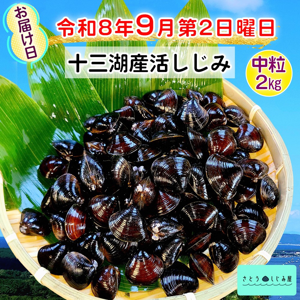 [令和8年9月第2日曜日配達] さとうしじみ屋の十三湖産活しじみ(中粒2kg)[冷蔵]｜十三湖産 青森 津軽 つがる しじみ みそ汁 味噌汁 しじみ汁 活しじみ 冷蔵 [0802]