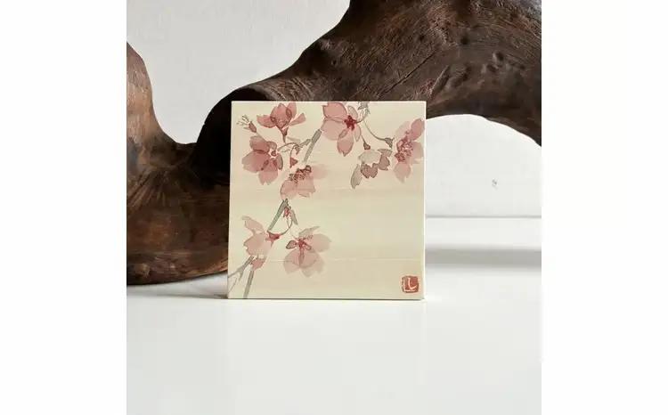 小さな襖絵　さくら 〈 絵画 アートパネル インテリア おしゃれ 壁掛け 桜 和 花 植物 自然 軽量 玄関 寝室 部屋 ピンク リビング  アート プレゼント ギフト  〉 さくら2