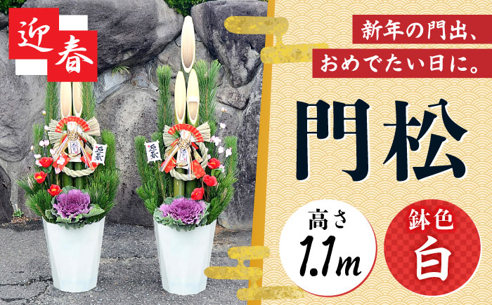 
                  【先行予約】門松 一対 モダン 1.1m お正月飾り 白 正月 迎春 新年  大村市 / 琴花園 [ACYK009]
                