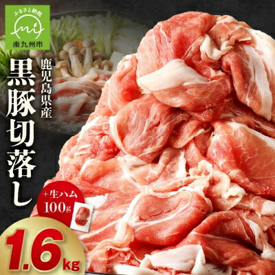 【ふるさと納税】鹿児島黒豚切落し1600g+生ハム100g【配送不可地域：離島】【1186098】