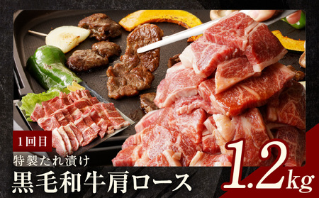 焼肉定期便 総量3.4kg（肩ロース／牛タン／牛ハラミ）全3回 丸善味わい加工【毎月発送コース】
