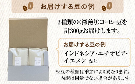 こだわりの自家焙煎 コーヒー豆 〈深煎り〉 2種 計300g 多治見市 / Jikan ryoko コーヒー[TDR003]