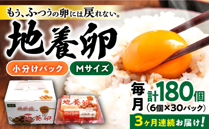 
【3回定期便】最高級 卵 地養卵 Mサイズ 計180個（6個×30パック）×3回定期便 長崎県産 西海市 たまご 卵 玉子 タマゴ 鶏卵 オムレツ 卵かけご飯 朝食 料理 人気 卵焼き＜垣山養鶏園＞ [CBB014]
