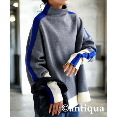 【ふるさと納税】【ANTIQUA/アンティカ】配色ニット レディース トップス 長袖(PN-00403-15-F)【1689963】