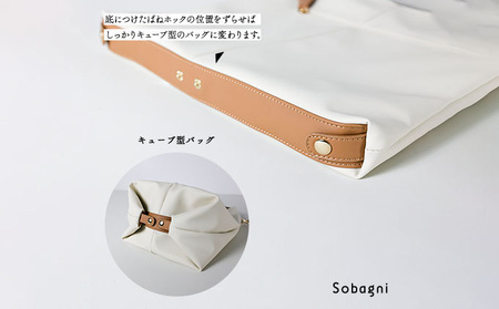 エシカルレザーSobagni ワンハンドル 2WAY バッグ ファッション 小物 カバン 上質 トートバッグ シンプル スタイリッシュ ポケット付き 汚れに強い お手入れ簡単  ブラック