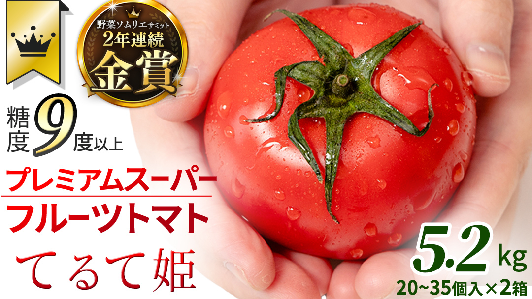 《 2027年 収穫分 》2～6月配送 スーパーフルーツトマト てるて姫 大箱 約2.6kg × 2箱【20〜35玉/1箱】 糖度9度以上 先行予約 フルーツトマト ブランドトマト 野菜 ギフト 贈答