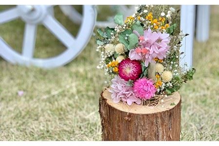 ≪森の花束 ≫デュオ（ドライフラワー入りポット×2セット）《糸島》【木工房 moqu c0mo】 [AHF006] 植木鉢 セット 木 スギ ヒノキ 間伐 森林保全 自然 環境 室内
