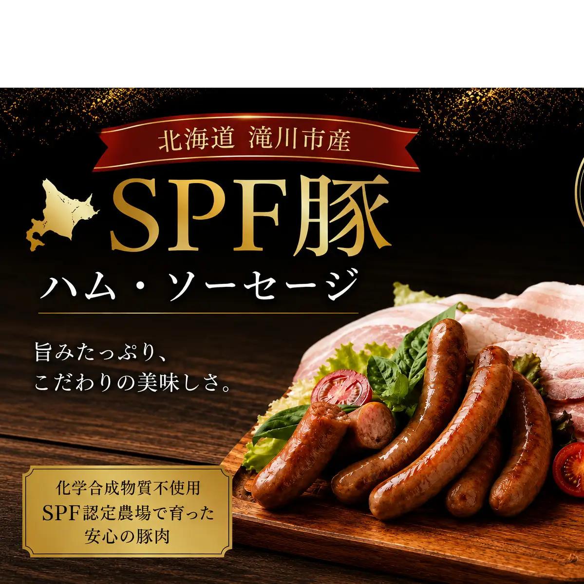 北海道滝川産 SPF豚 ロースハム＆ソーセージセット | 詰め合わせ ブランド豚 豚肉 国産 ウインナー ウィンナー ハム 加工品 天然腸 肉 お肉 ポーク 北海道産 おつまみ 朝食 BBQ バーベキュー ビール キャンプ ギフト 贈答 冷凍