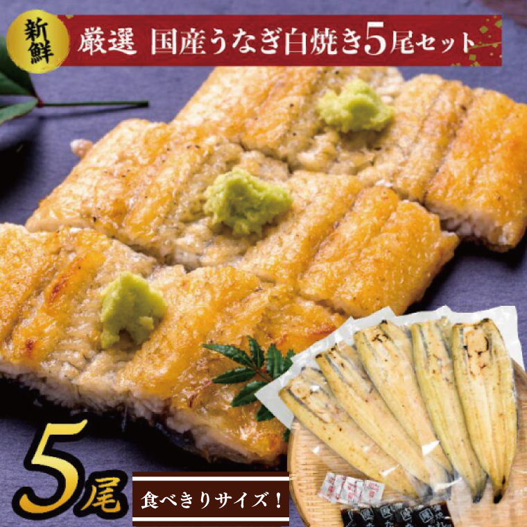 AD-71-2　食べきりサイズ！国内産うなぎの白焼（酒蒸し）5尾　計575g以上